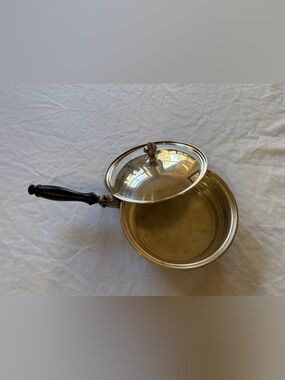 VTG Silver Plated Pan and Ornate Lid, with Black Wood Handle